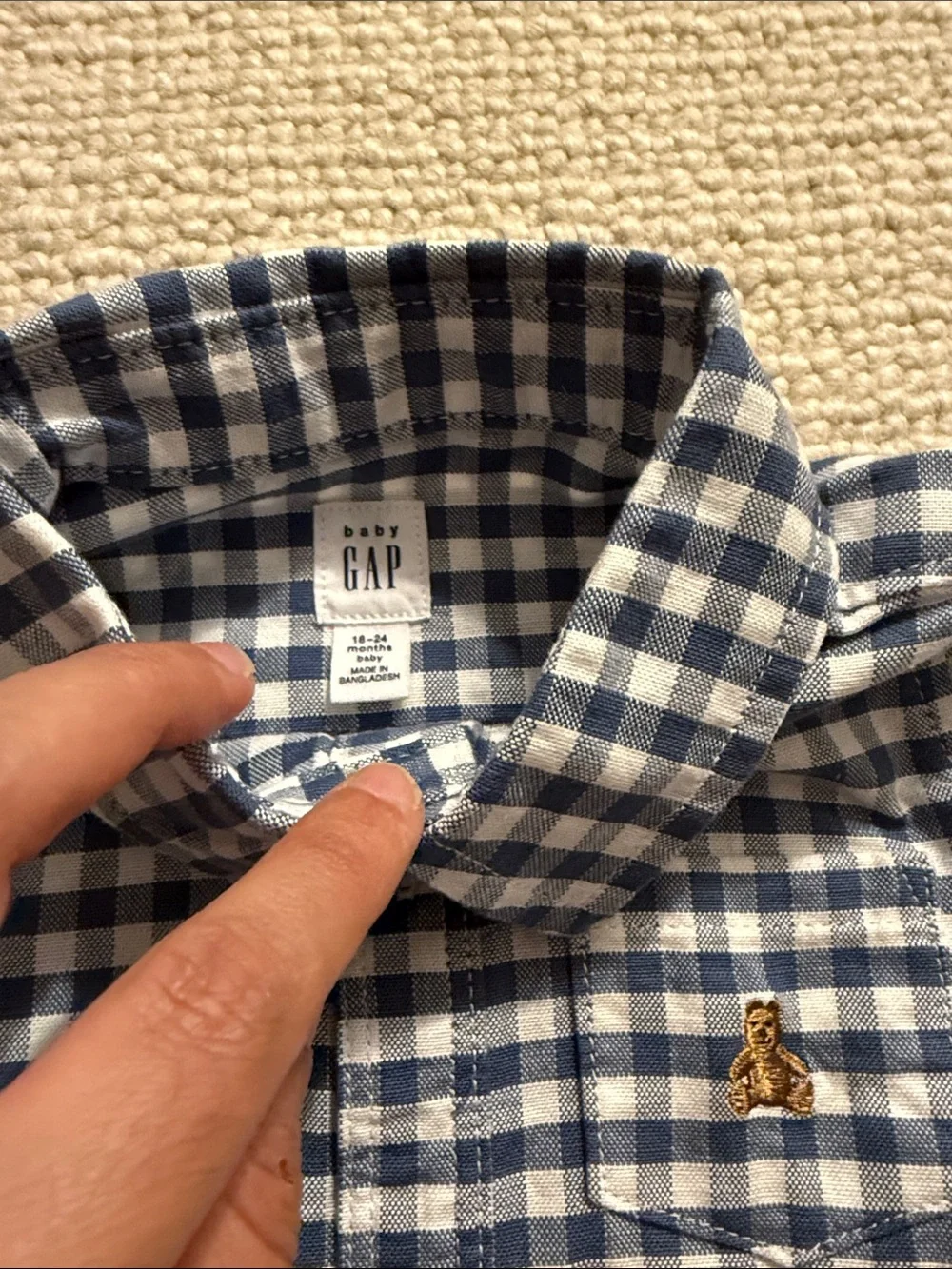 GAP Blue and White Gingham Button-Front One-Piece